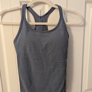 Stylish Women's Gray Ribbed Tank Top